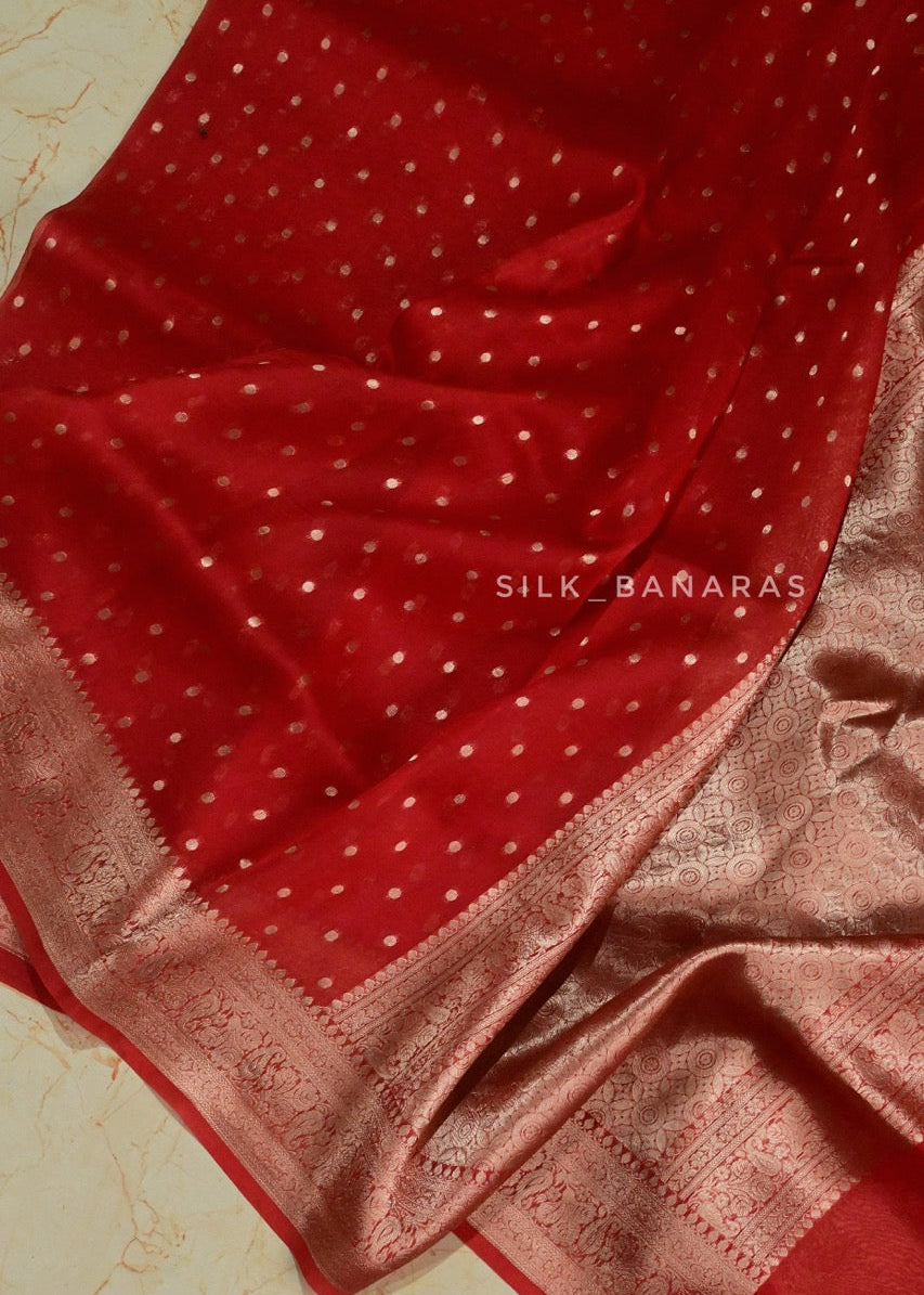 Red Shade Organza Silk Saree