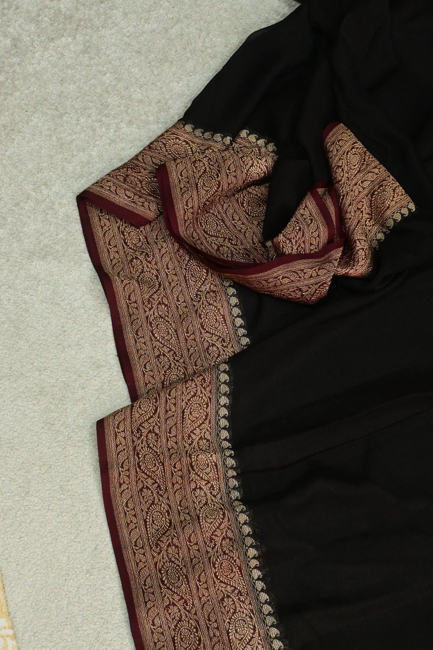 Handwoven pure Khaddi Georgette plain saree