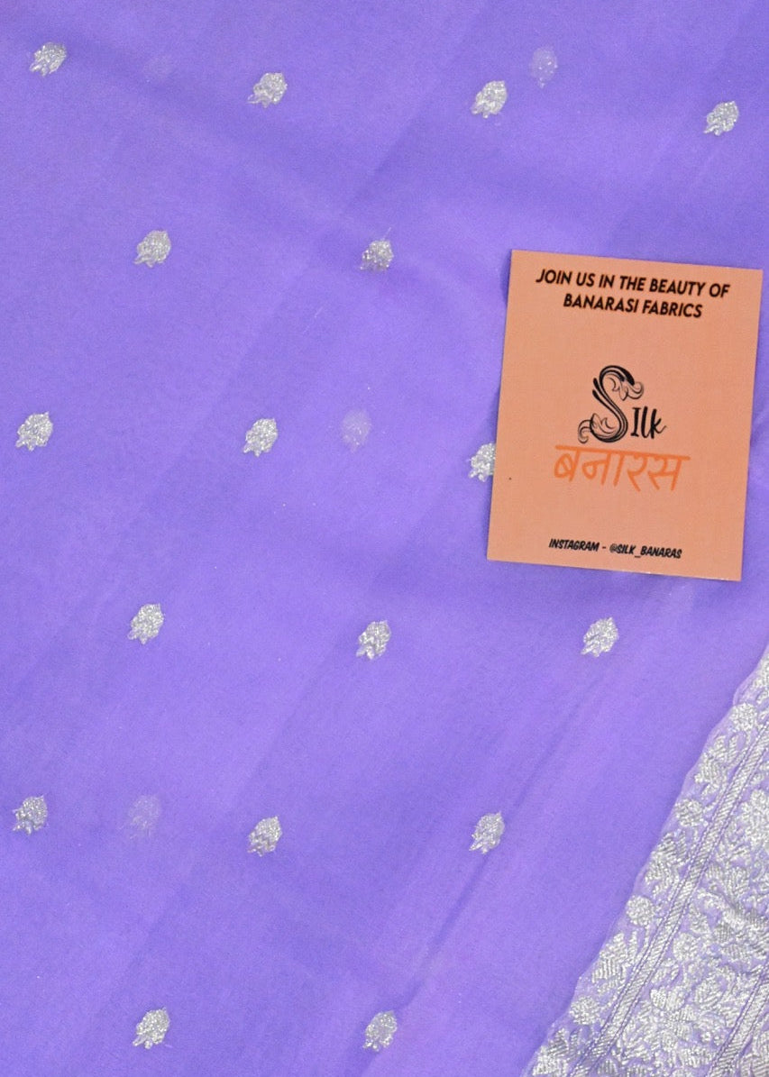 Handloom Pure khaddi Chiffon Saree in Lavander Shade