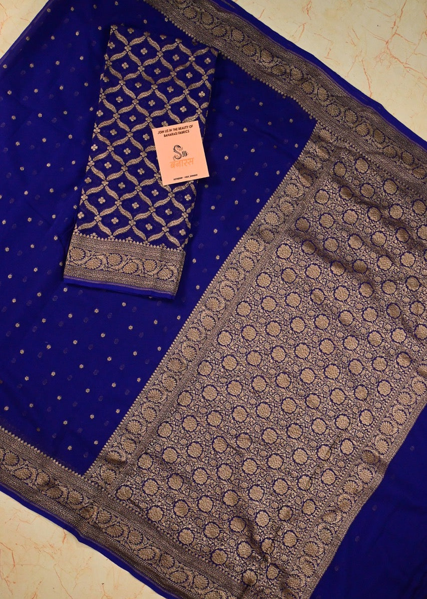 Khaddi Georgette in Dark Blue Color