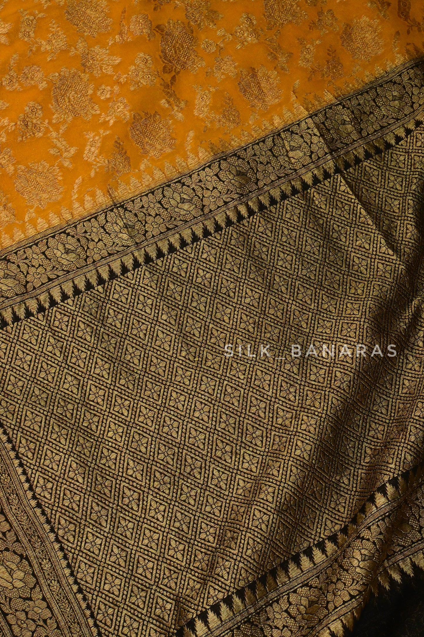 Dual shade floral antique zari saree