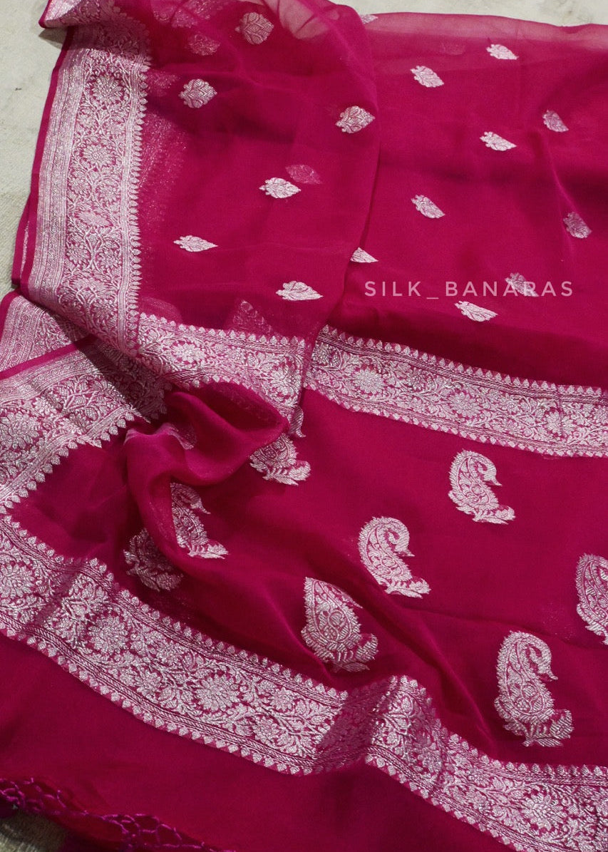 Pink Chiffon Saree