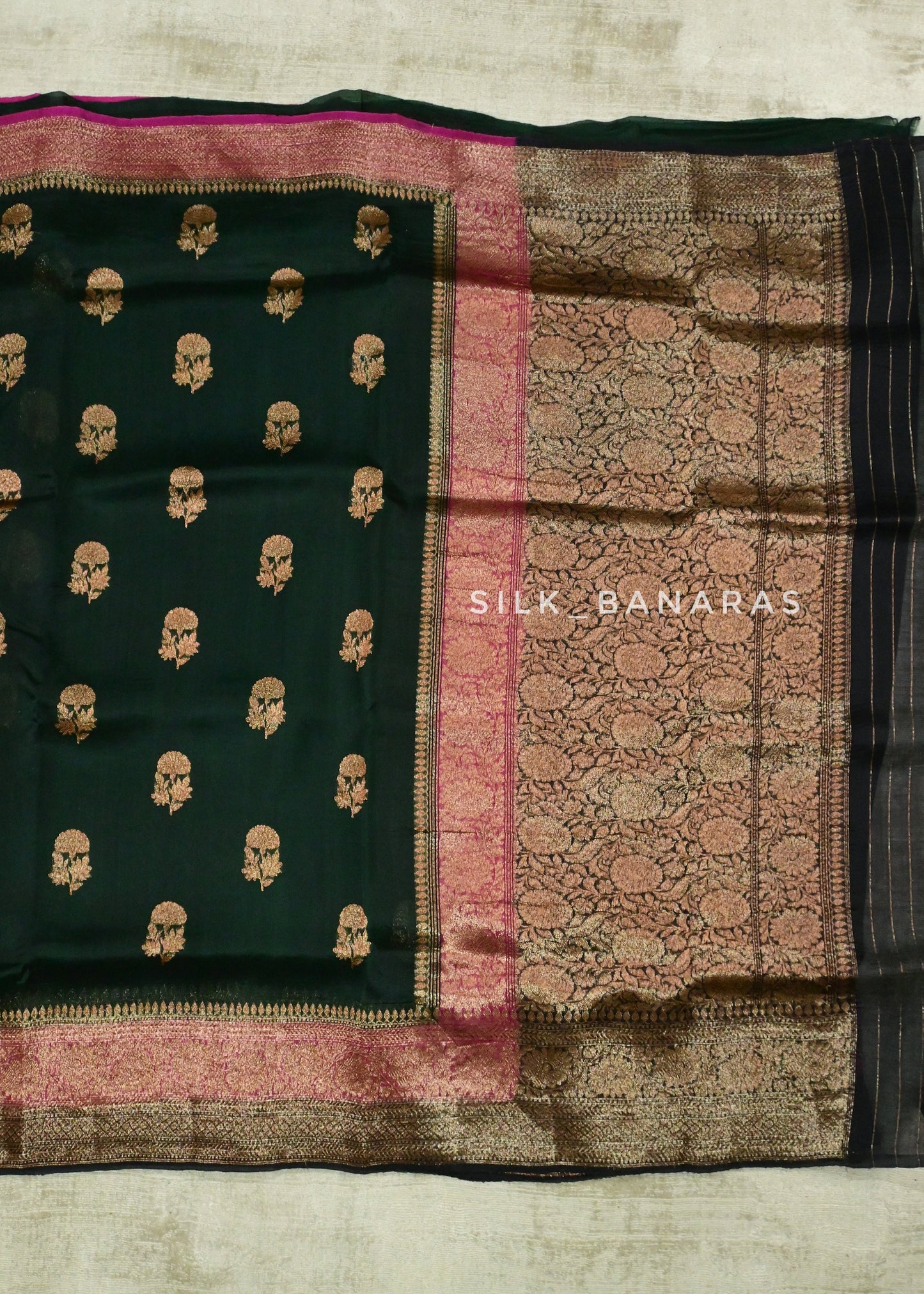 Bottle Green 3D Organza Saree