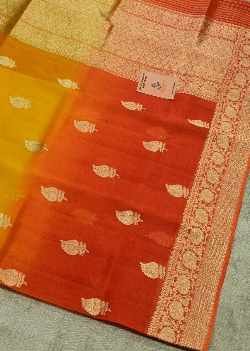 Handwoven Double Shade Banarasi Organza Silk Saree