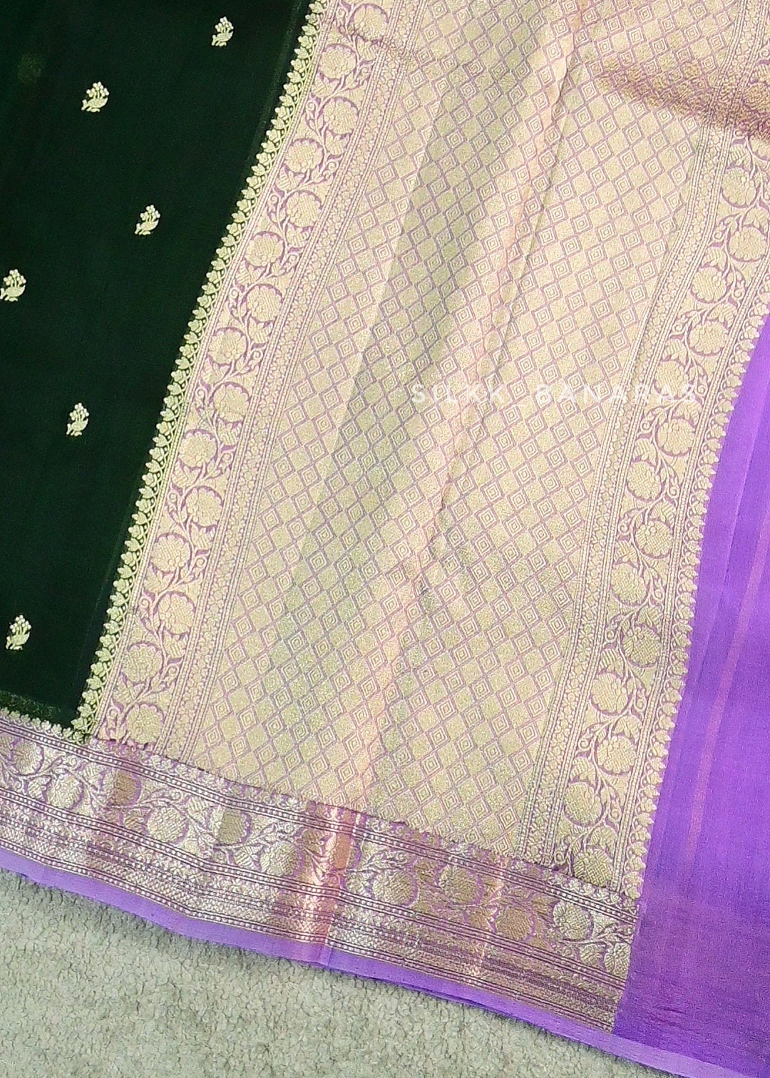Bottle green Lavender Organza Saree