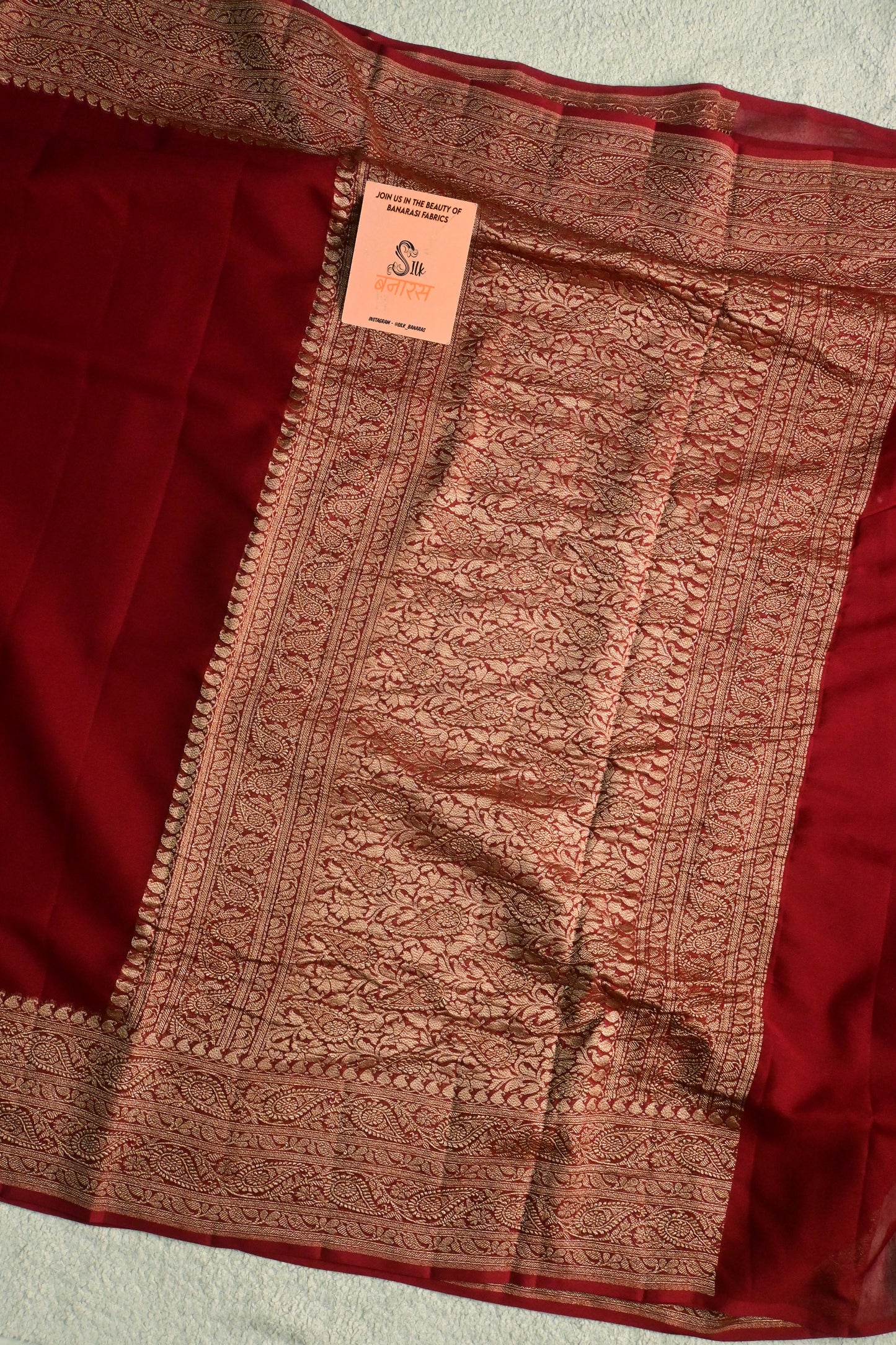 Handwoven pure Khaddi Georgette plain saree.