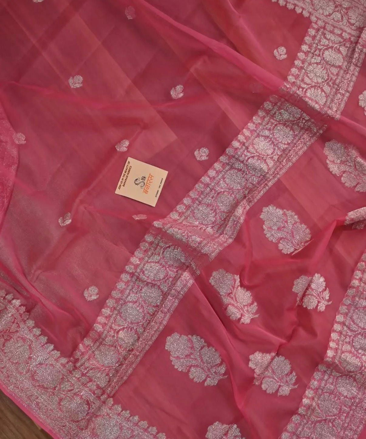 Handwoven pure Khaddi chiffon saree