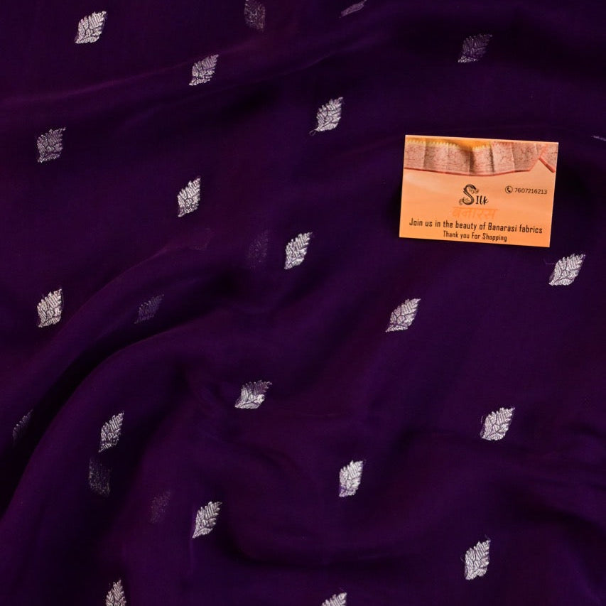Handdloom Pure khaddi Chiffon Purple with Sage Green