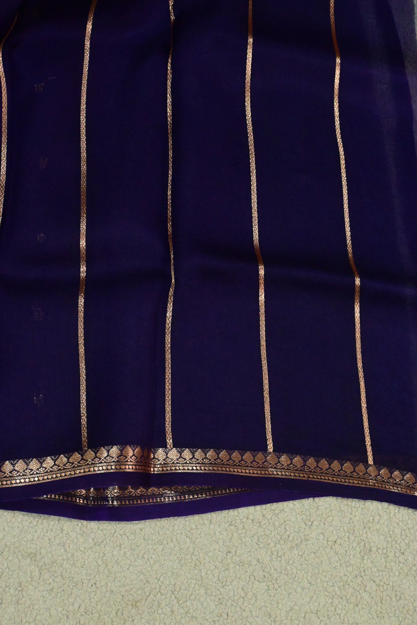 Handwoven Kora Silk Saree with Gold Zari Pallu & Small Butis