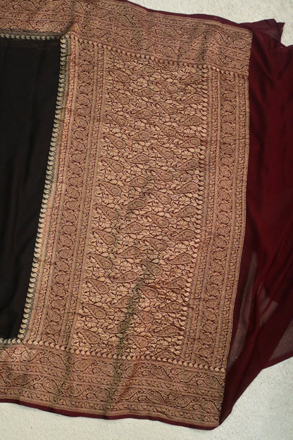 Handwoven pure Khaddi Georgette plain saree