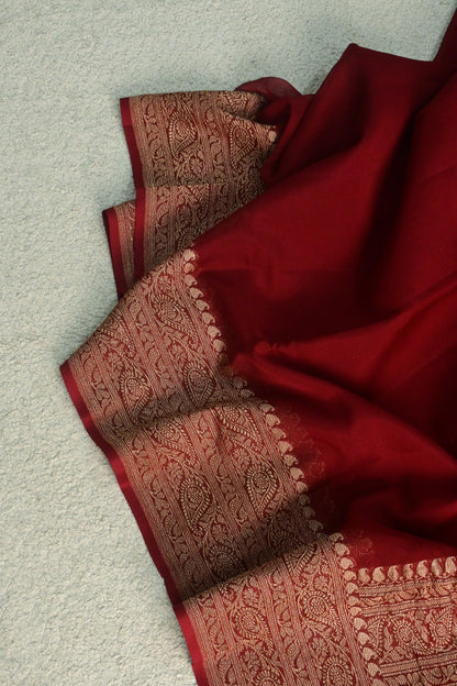 Handwoven pure Khaddi Georgette plain saree.
