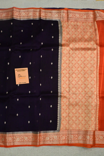 Handwoven pure organza silk saree in contrast shade