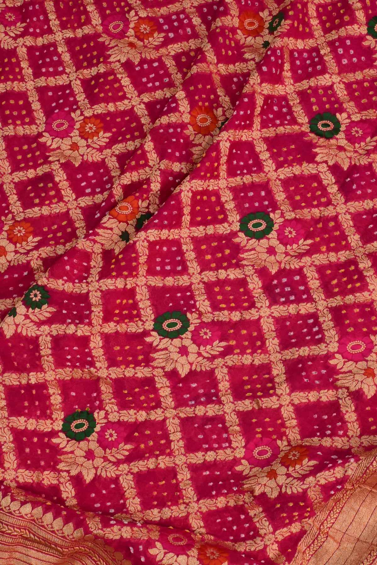 Handwoven Pure Khaddi Georgette Suit Set with Bandhani & Banarasi Minakari Dupatta