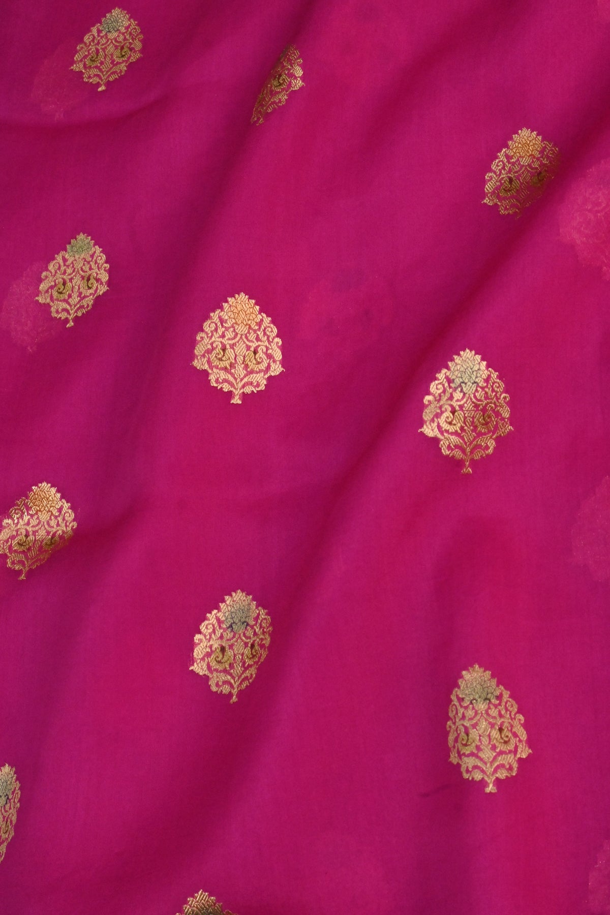 Pure Kora Silk Saree in the Pink with Gold Zari & Minakari Details