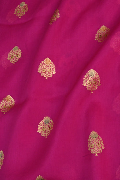 Pure Kora Silk Saree in the Pink with Gold Zari & Minakari Details