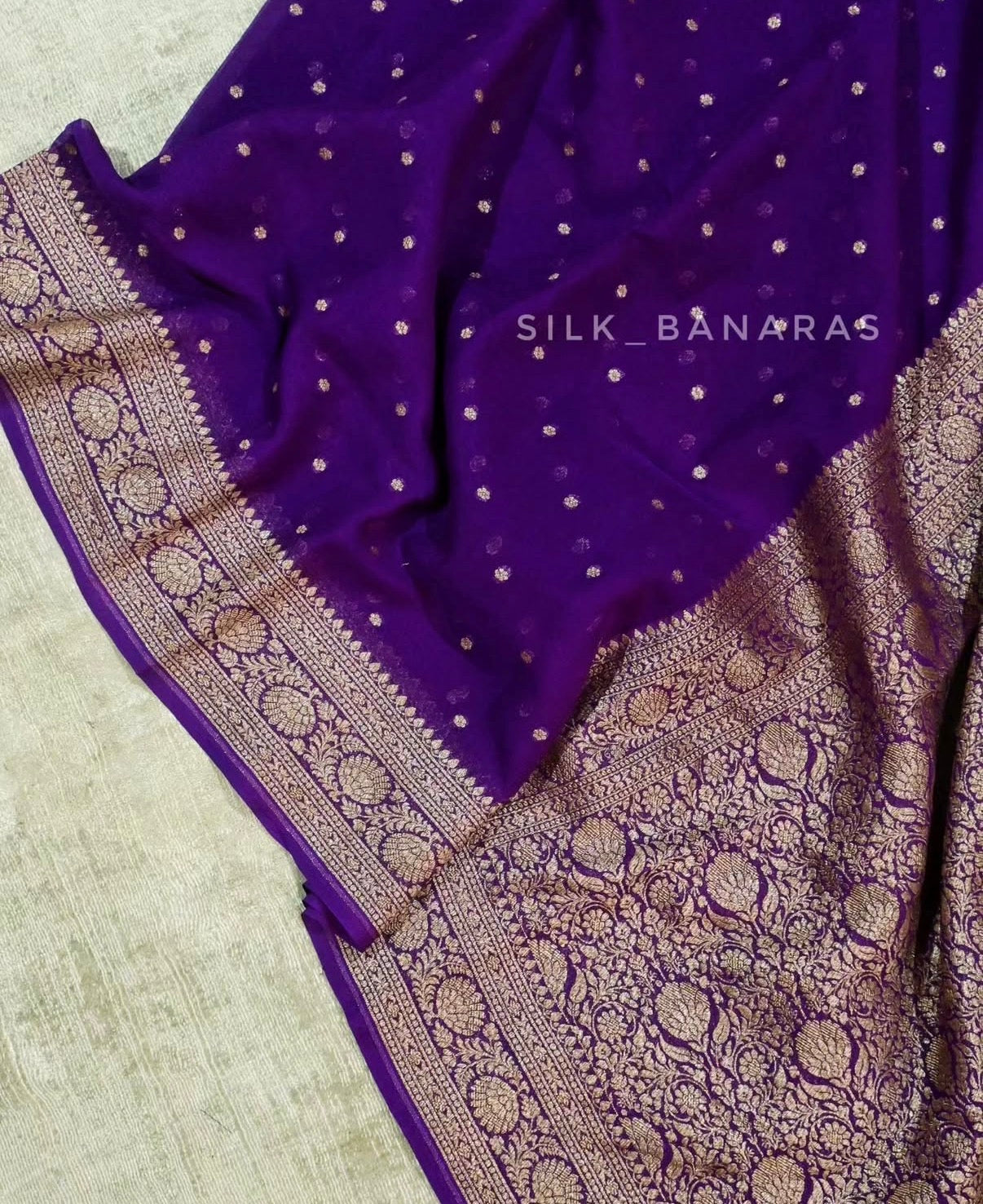 Handloom Pure Khaddi Georgette Banarasi Saree – Royal Purple