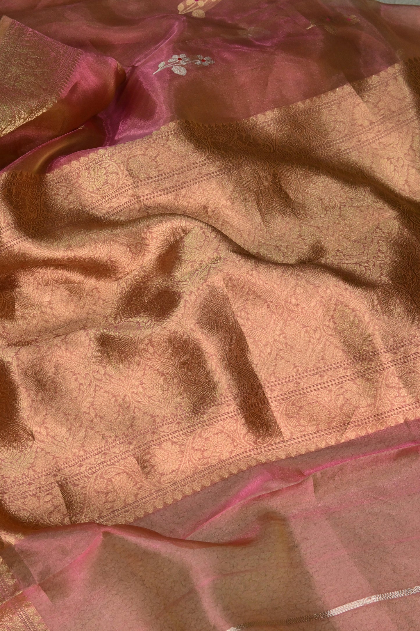 Shimmering handwoven tissue silk saree