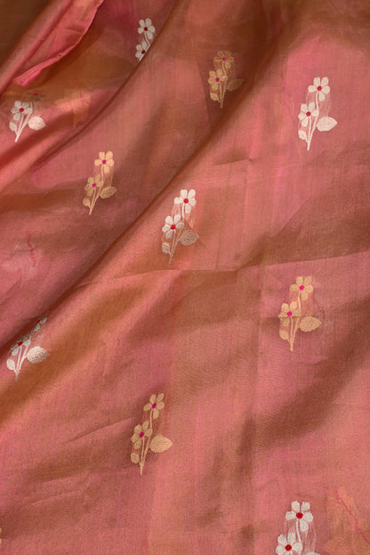 Shimmering handwoven tissue silk saree