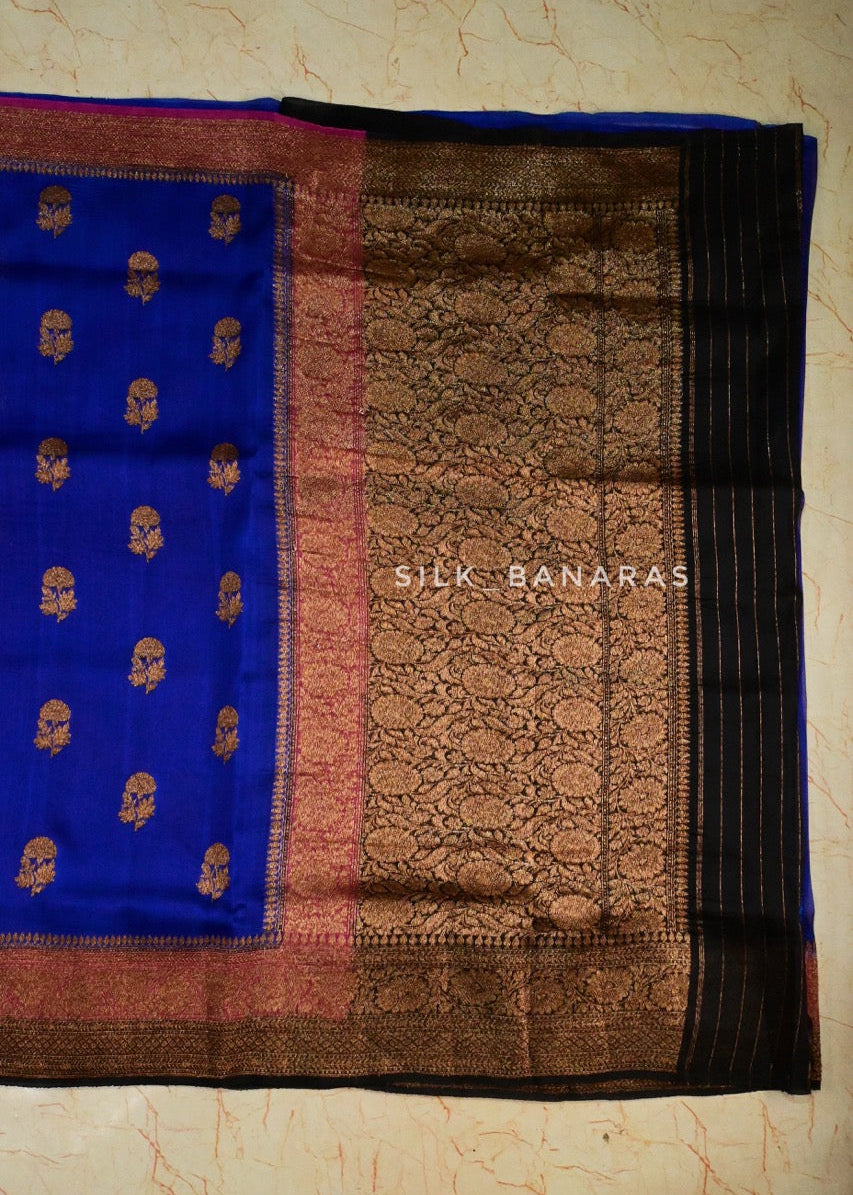 Kora Silk Antique Zari Triple Shade Saree
