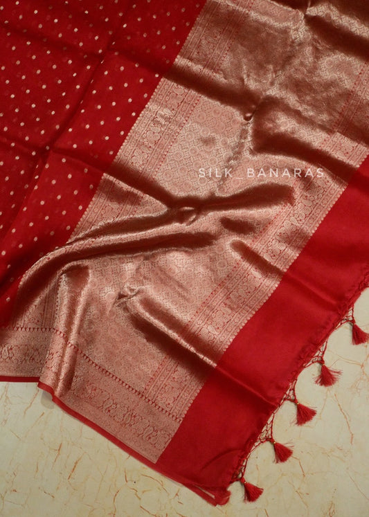Red Shade Organza Silk Saree