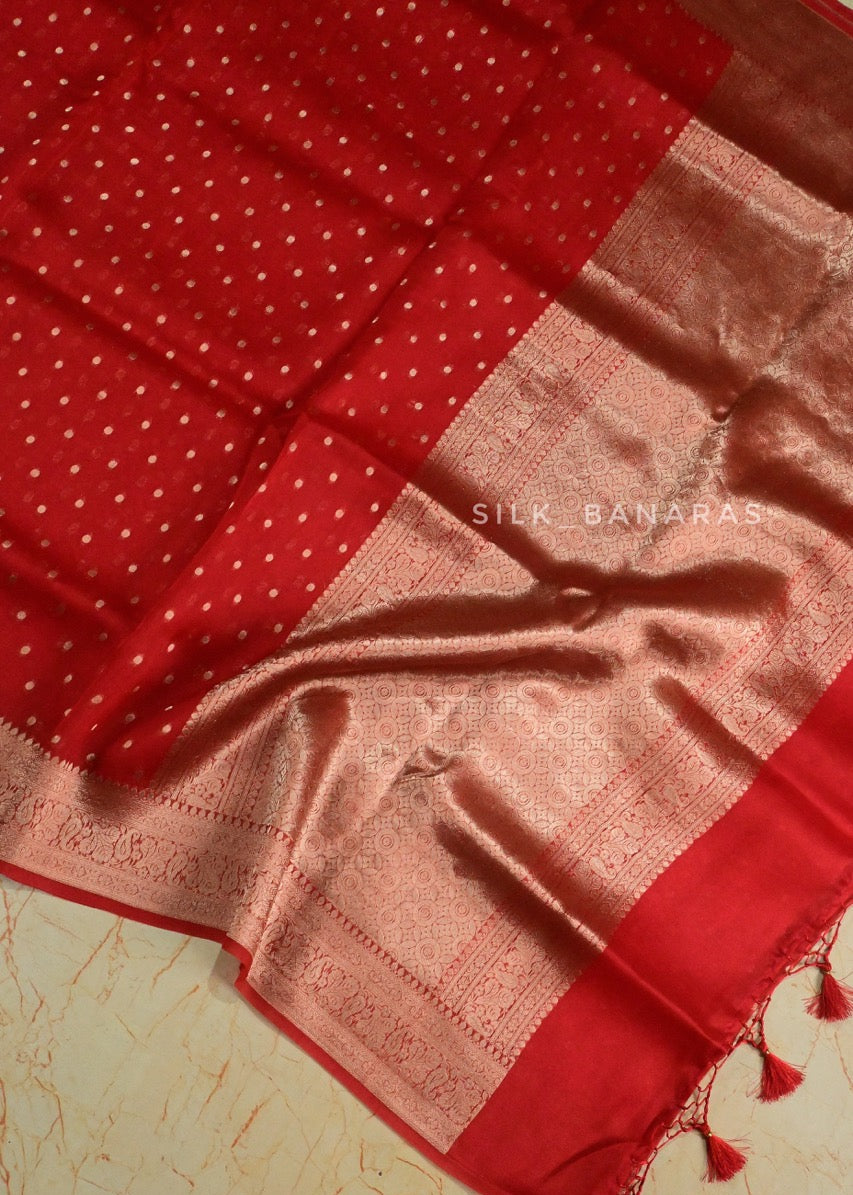 Red Shade Organza Silk Saree