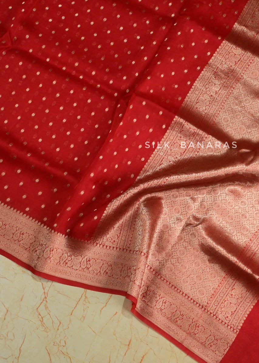 Red Shade Organza Silk Saree