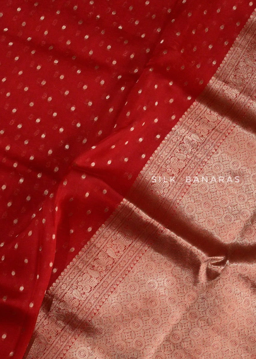 Red Shade Organza Silk Saree