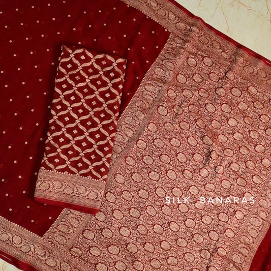 Maroon Shade Pure Khaddi Georgette Saree