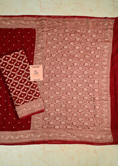 Maroon Shade Pure Khaddi Georgette Saree