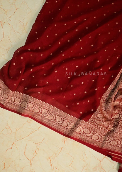 Maroon Shade Pure Khaddi Georgette Saree