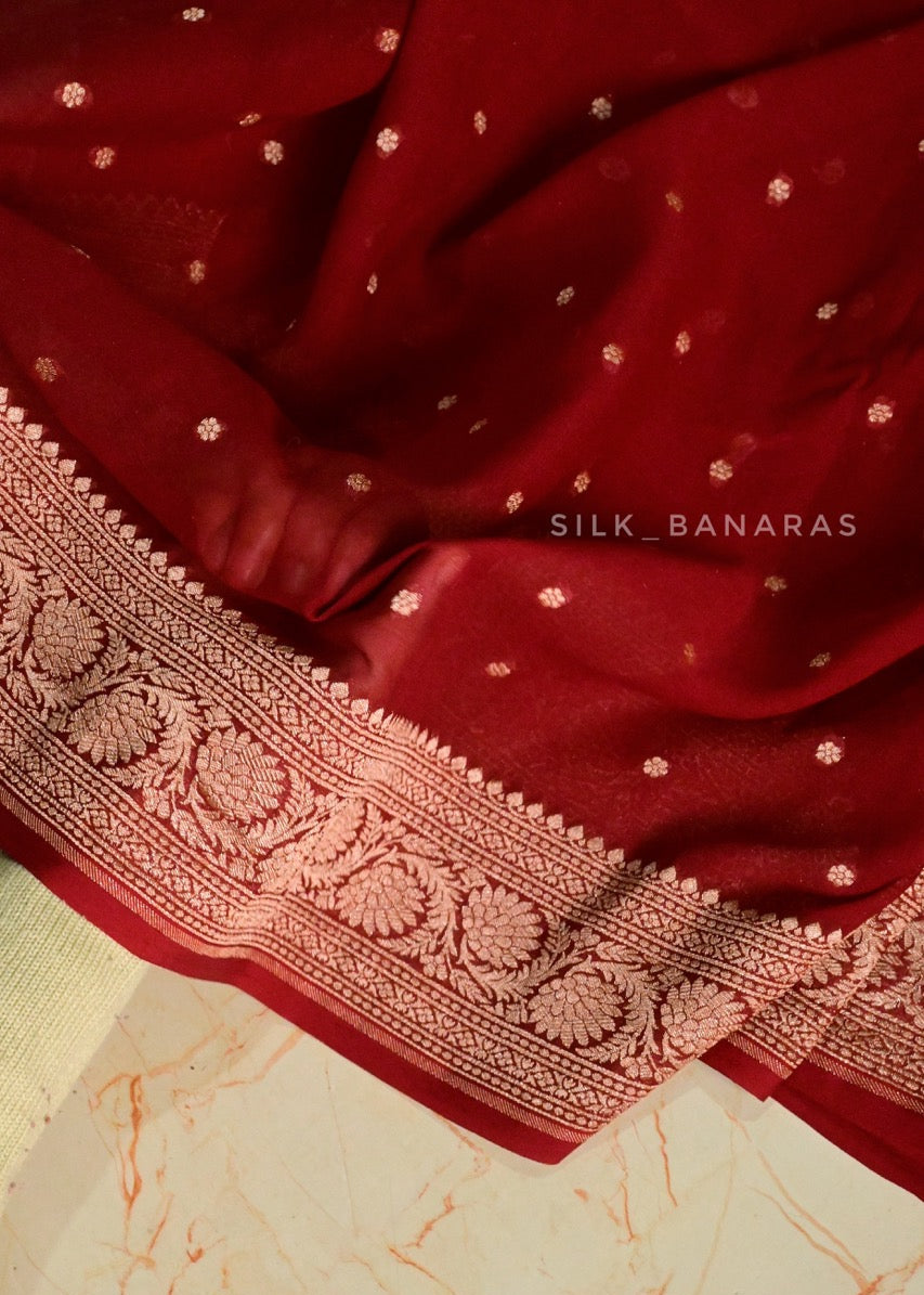 Maroon Shade Pure Khaddi Georgette Saree