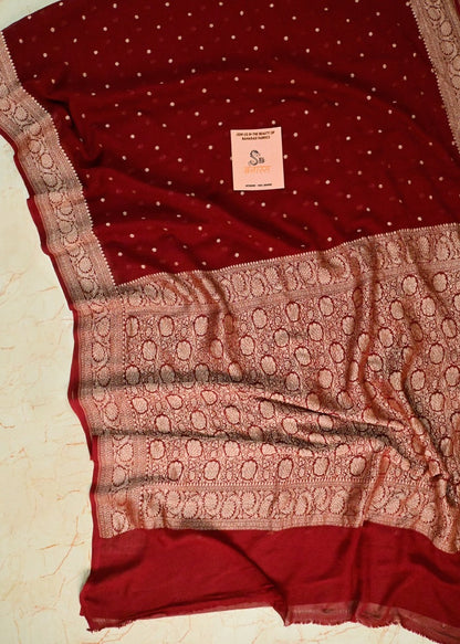 Maroon Shade Pure Khaddi Georgette Saree