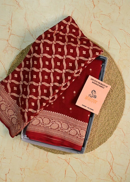 Maroon Shade Pure Khaddi Georgette Saree