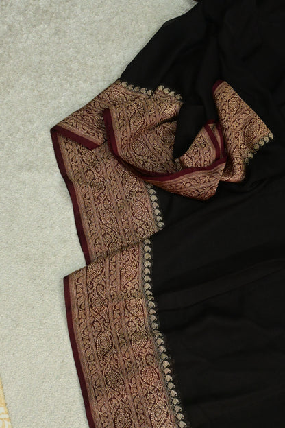 Handwoven pure Khaddi Georgette plain saree