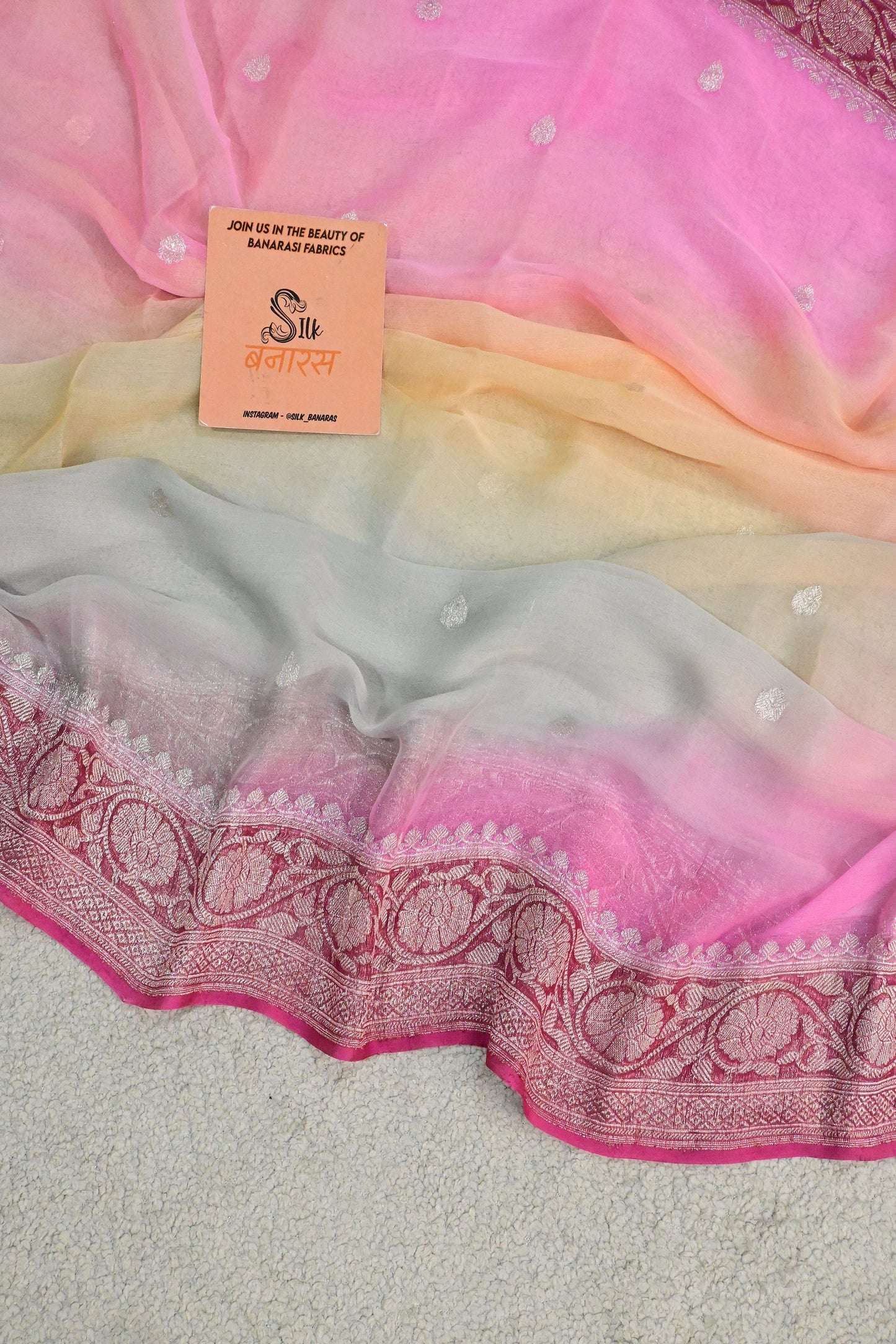 Pastel handwoven Khaddi chiffon saree