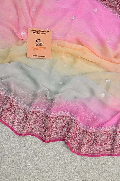 Pastel handwoven Khaddi chiffon saree