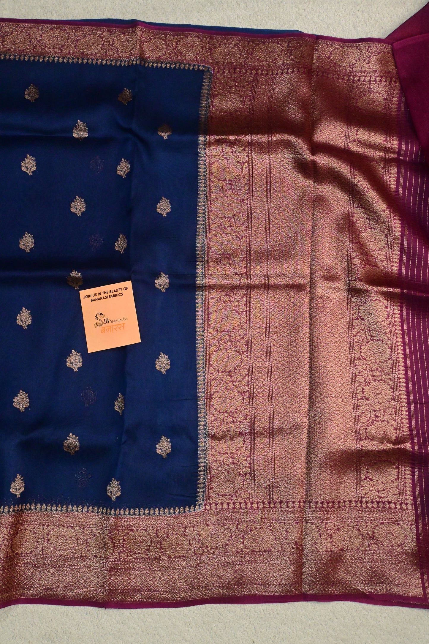 Classic dual shade handwoven pure Kora organza saree