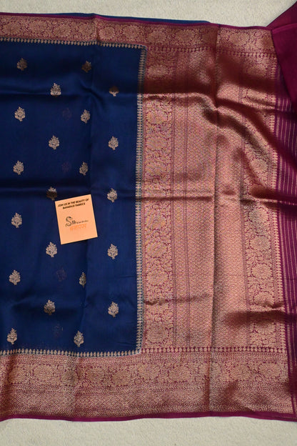 Classic dual shade handwoven pure Kora organza saree