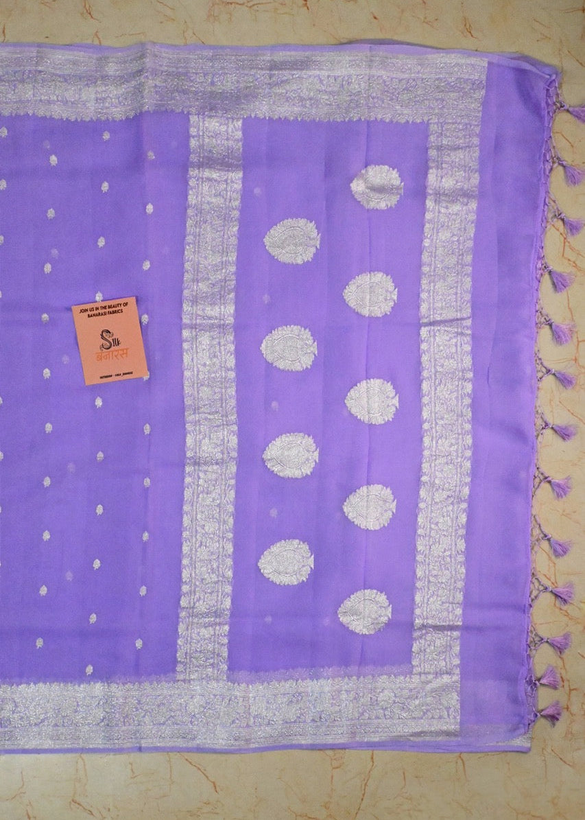Handwoven Chiffon Saree in Lavander Shade