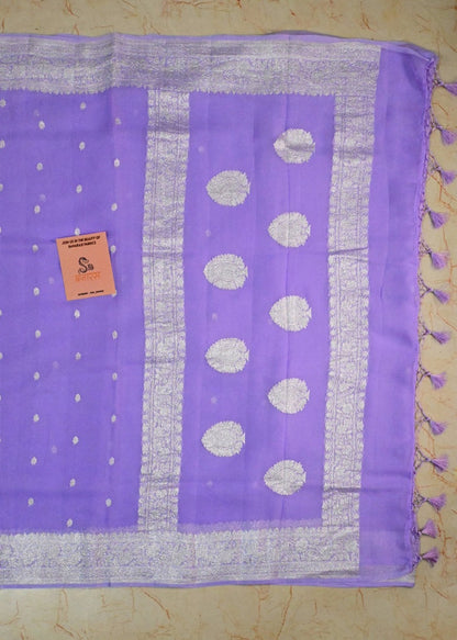 Handwoven Chiffon Saree in Lavander Shade