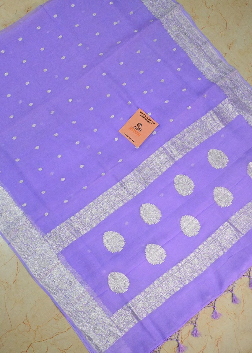 Handwoven Chiffon Saree in Lavander Shade