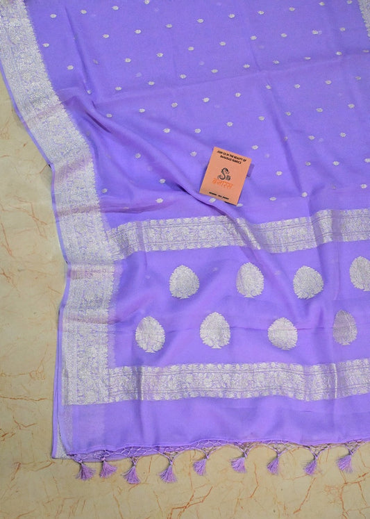 Handloom Pure khaddi Chiffon Saree in Lavander Shade