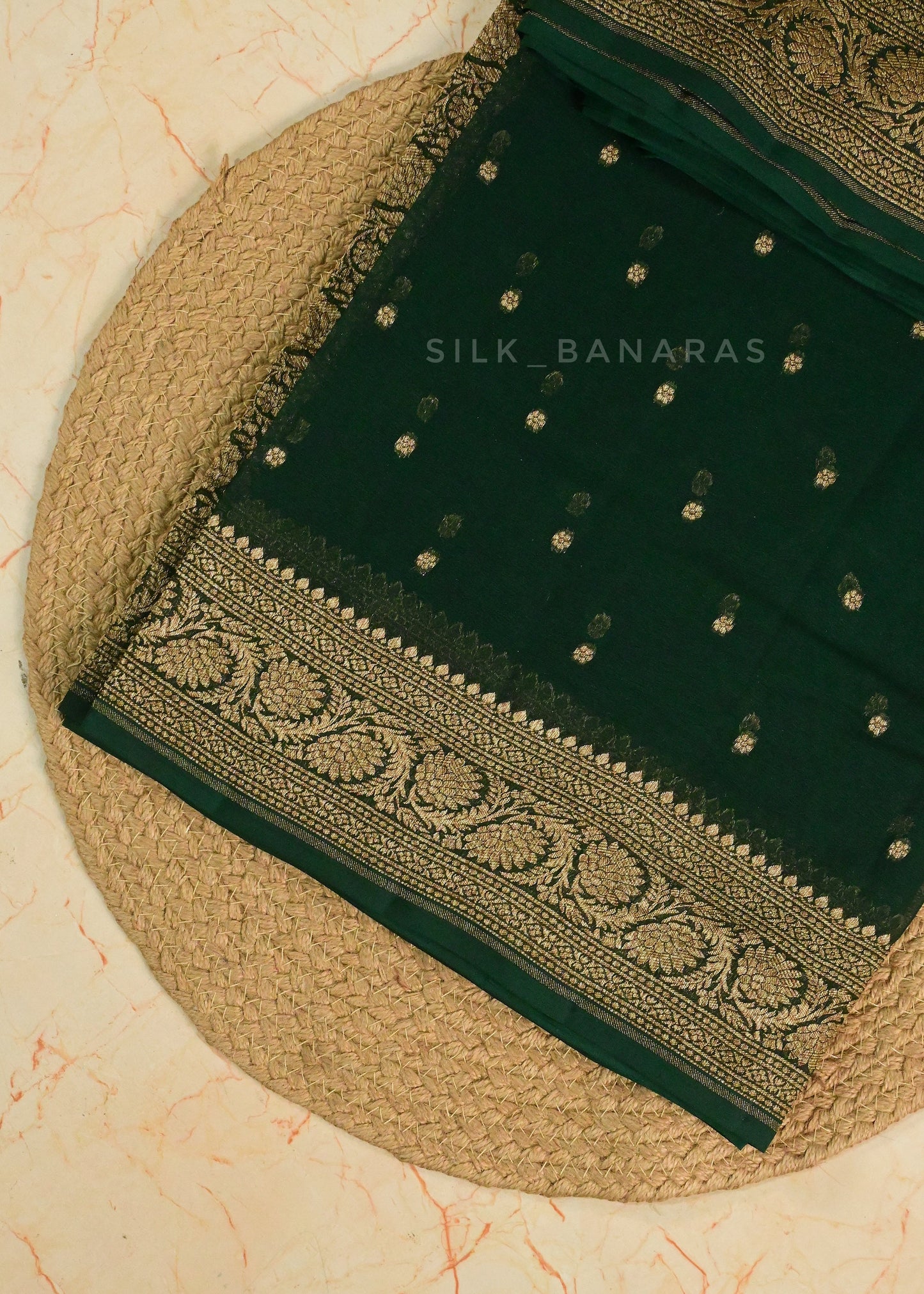 Bottle Green Georgette Saree