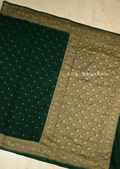 Bottle Green Pure Khaddi Georgette Saree