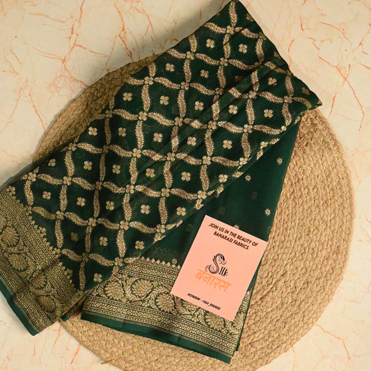 Bottle Green Georgette Saree