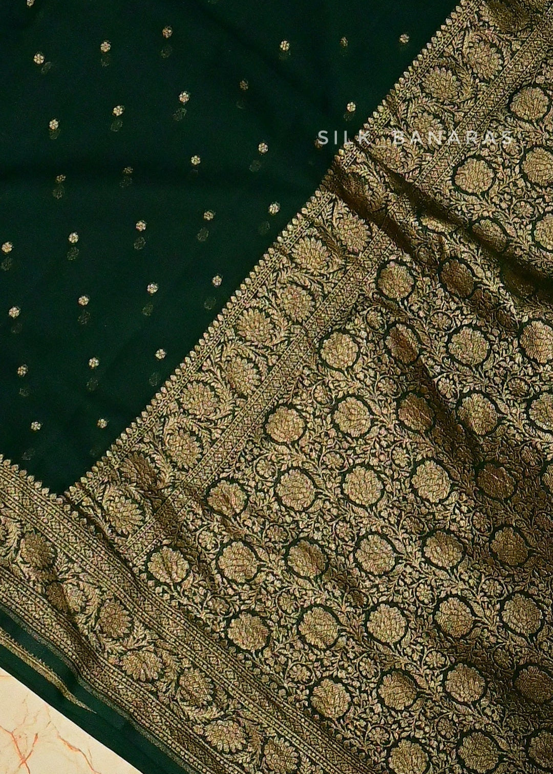 Bottle Green Georgette Saree