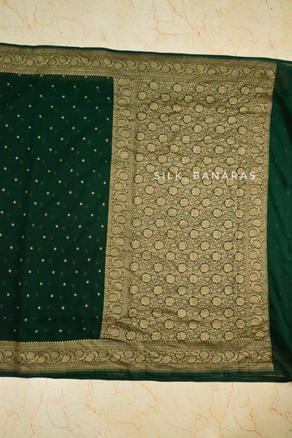 Bottle Green Pure Khaddi Georgette Saree