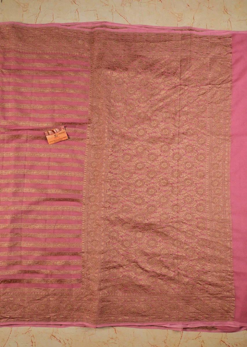 Onion Pink Georgette Saree