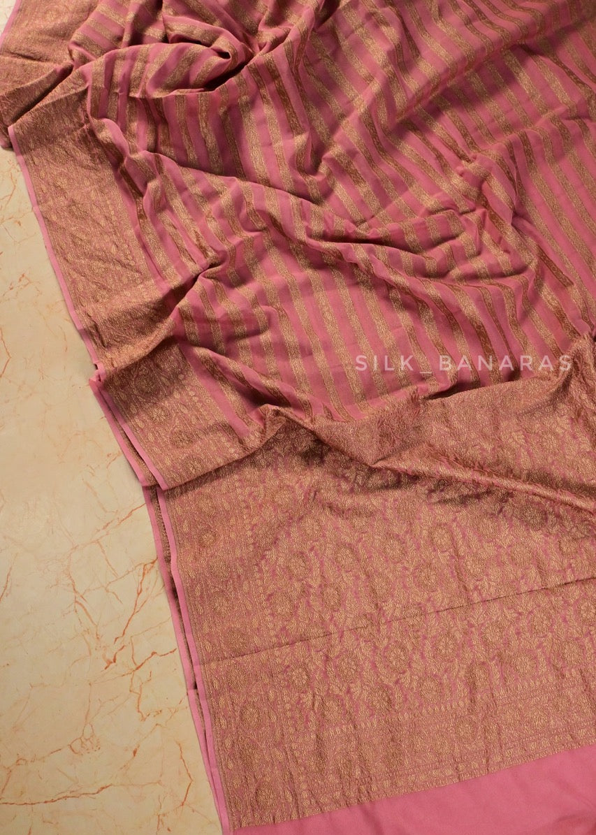 Onion Pink Georgette Saree
