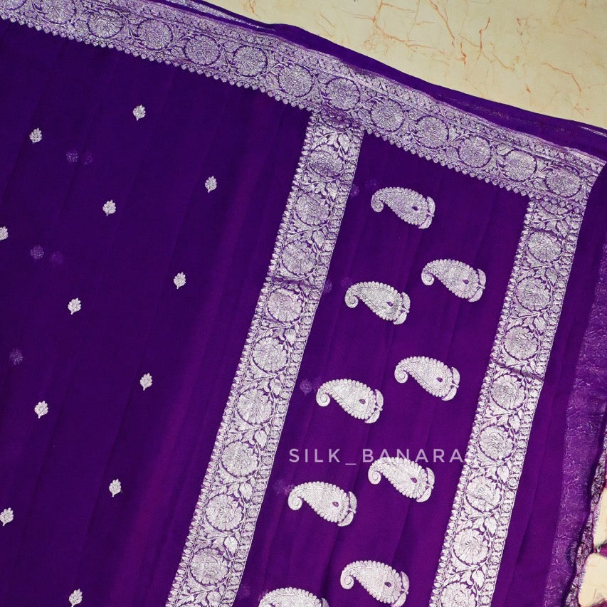 Purple Shade Khaddi Chiffon Saree